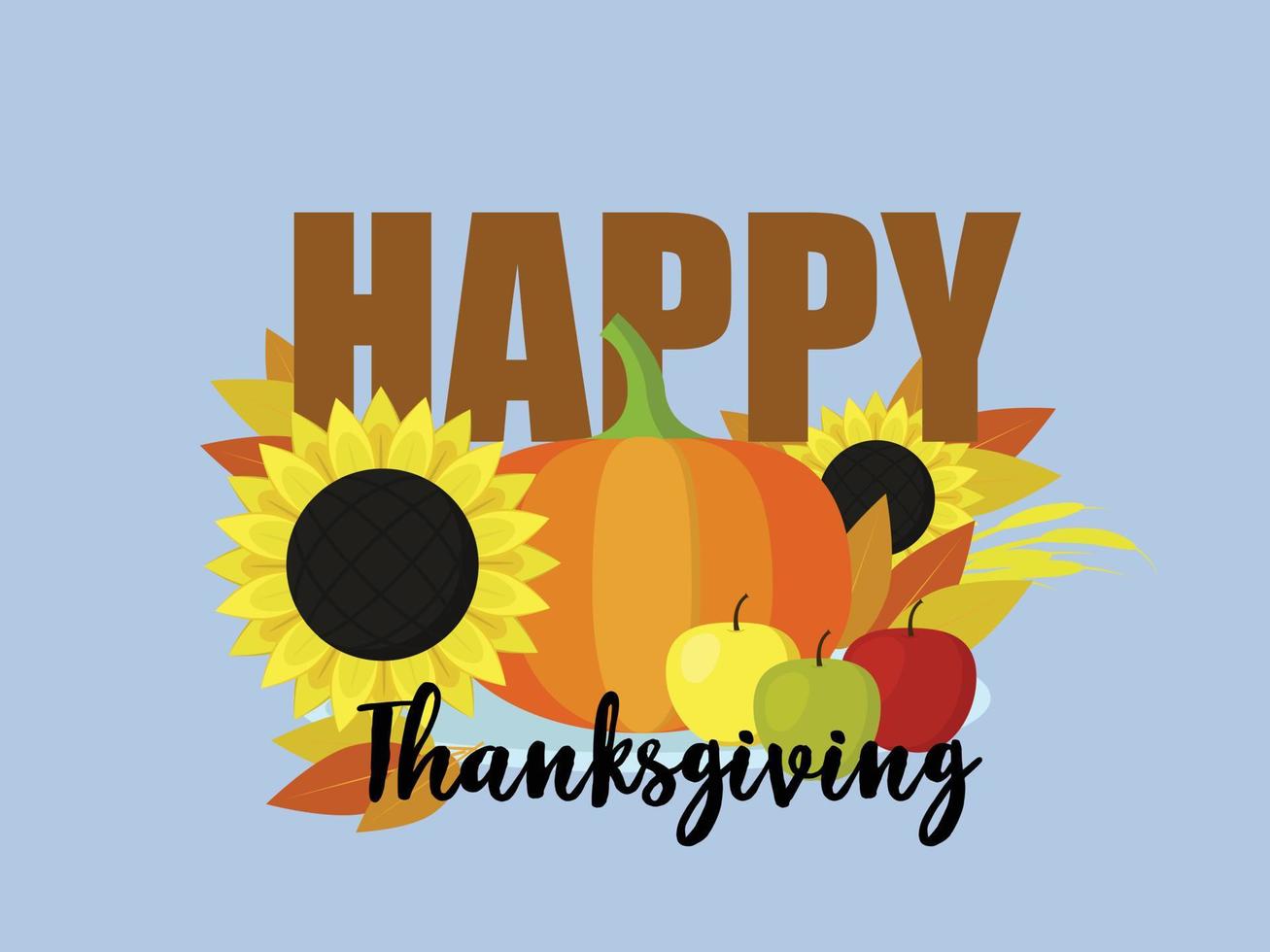 Happy thanksgiving concept background, flat style vector