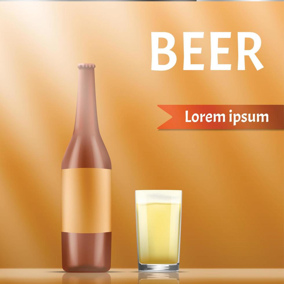 Beer concept banner, realistic style vector