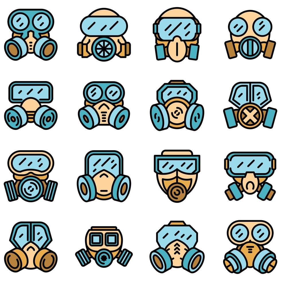 Gas mask icons set vector flat