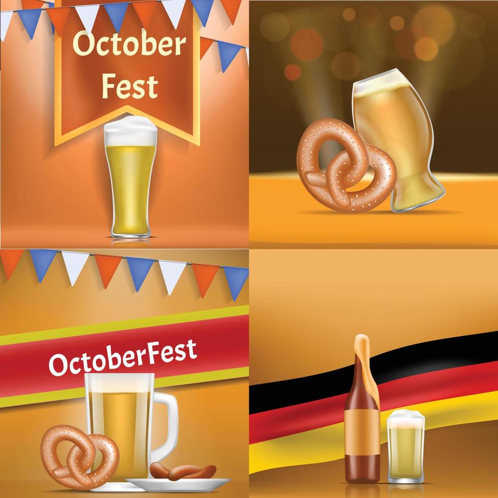 Oktoberfest banner set, realistic style vector