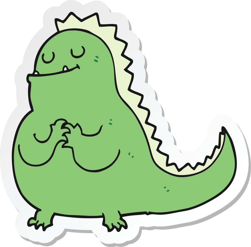 sticker of a cartoon dinosaur vector