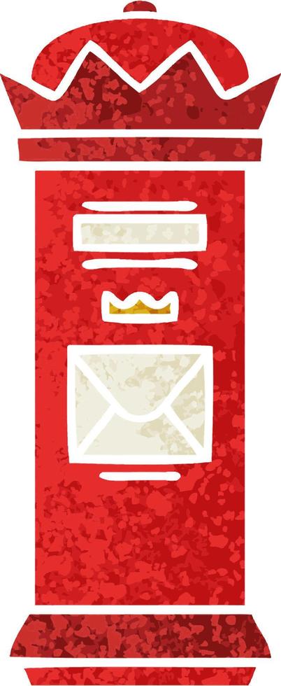 retro illustration style cartoon british post box vector