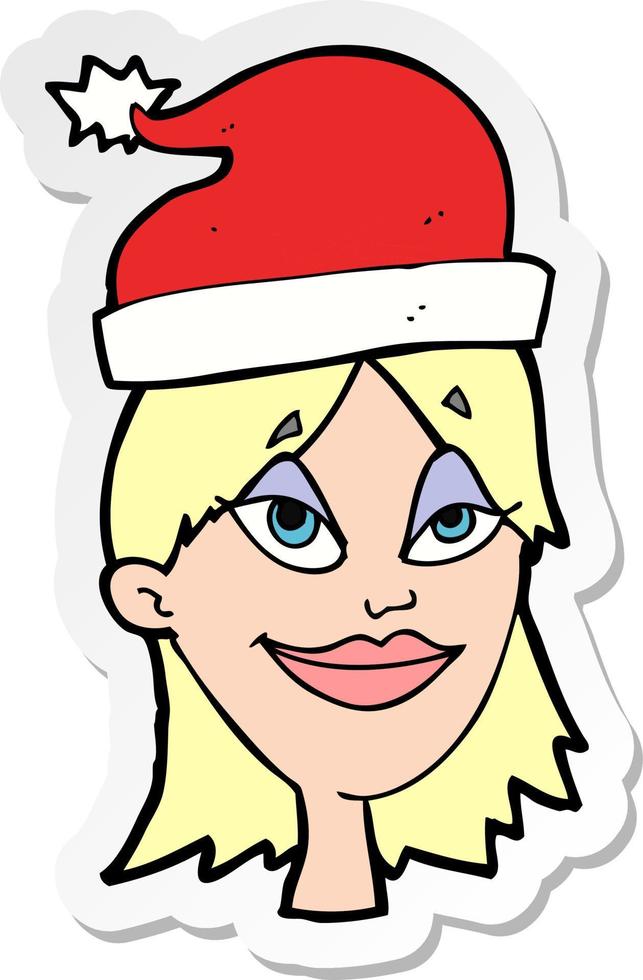 sticker of a cartoon woman ready for christmas vector