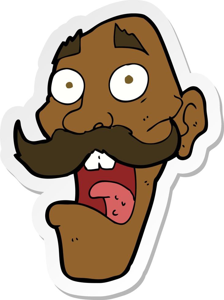 sticker of a cartoon frightened old man vector