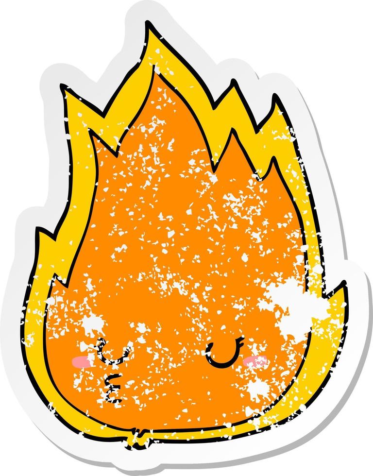 distressed sticker of a cute cartoon fire vector