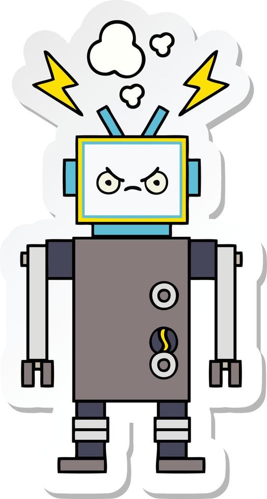 pegatina de un lindo robot de dibujos animados vector