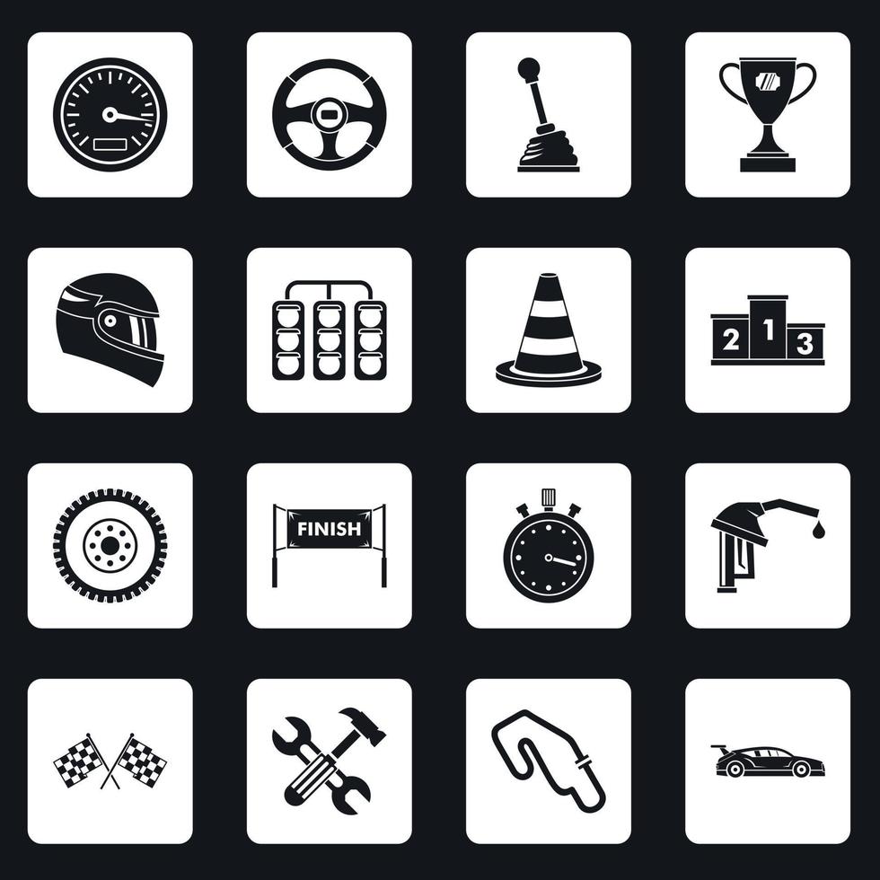 Racing speed icons set squares vector