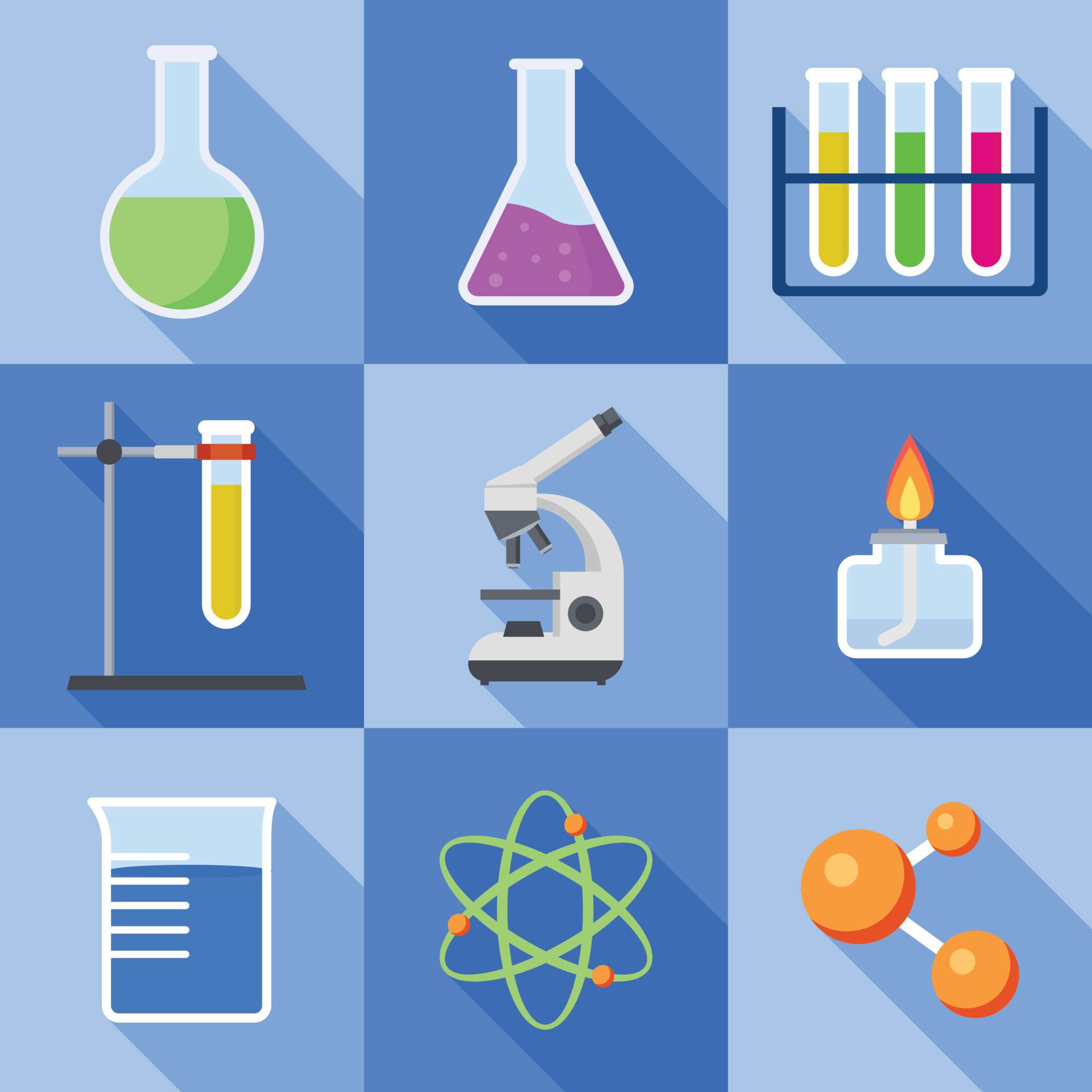 Chemistry icon set, flat style 8778130 Vector Art at Vecteezy