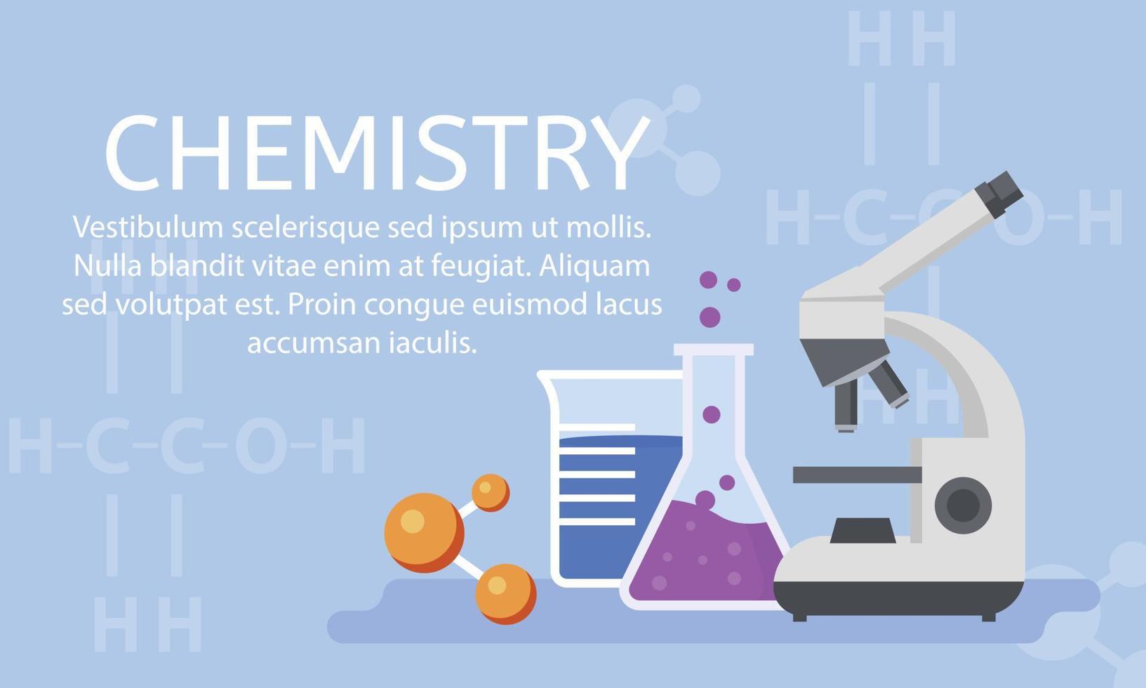 Fondo de concepto de laboratorio de química, estilo plano vector