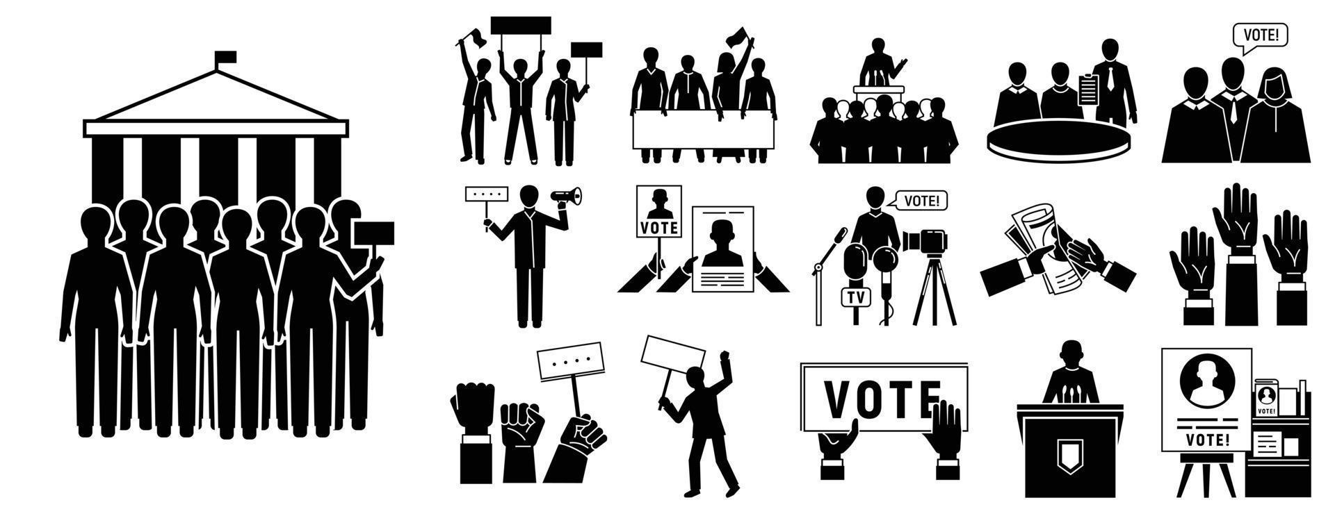Political meeting icon set, simple style vector