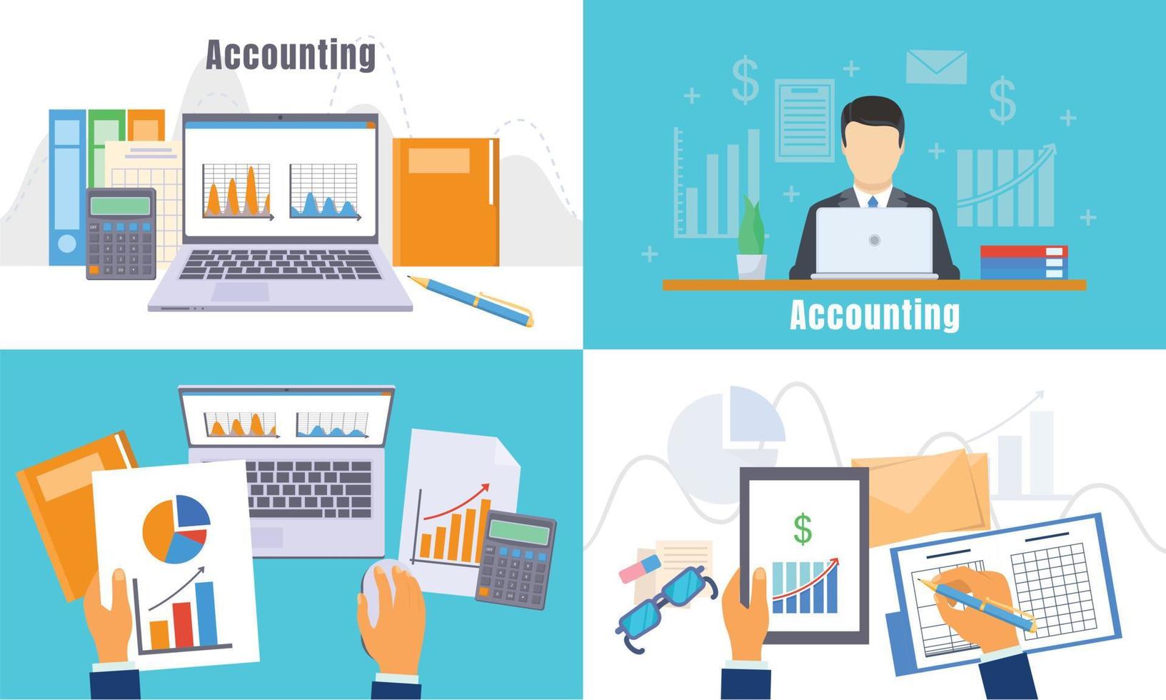 International accounting day banner set, flat style vector