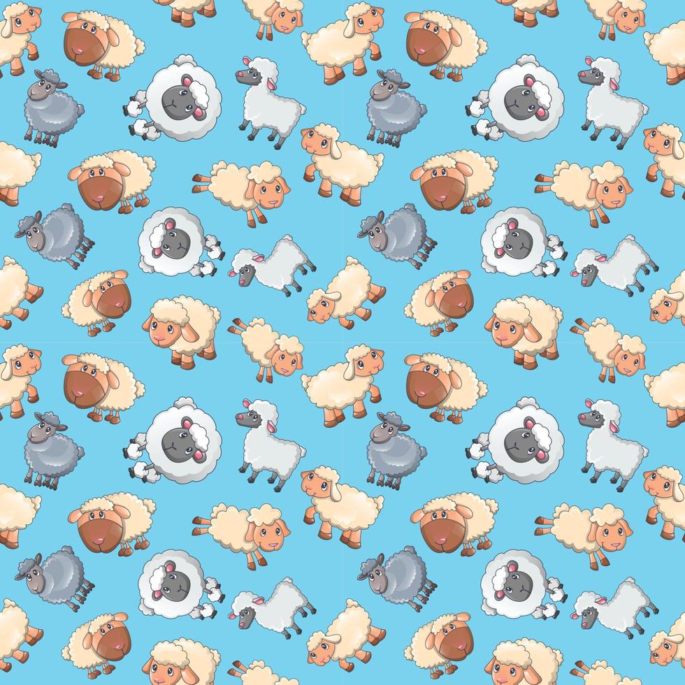 Sheep pattern seamless, cartoon style vector