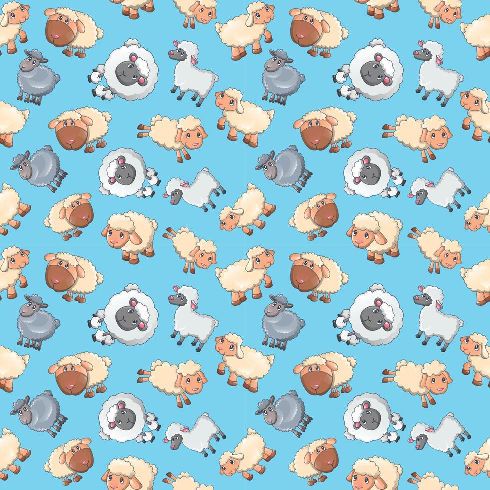 Sheep pattern seamless, cartoon style vector