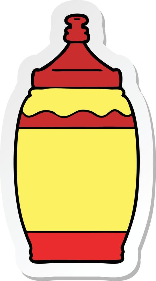 sticker of a cartoon ketchup bottle vector