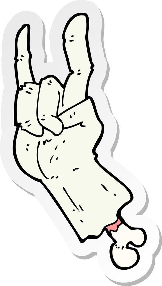 sticker of a cartoon zombie hand making rock symbol vector