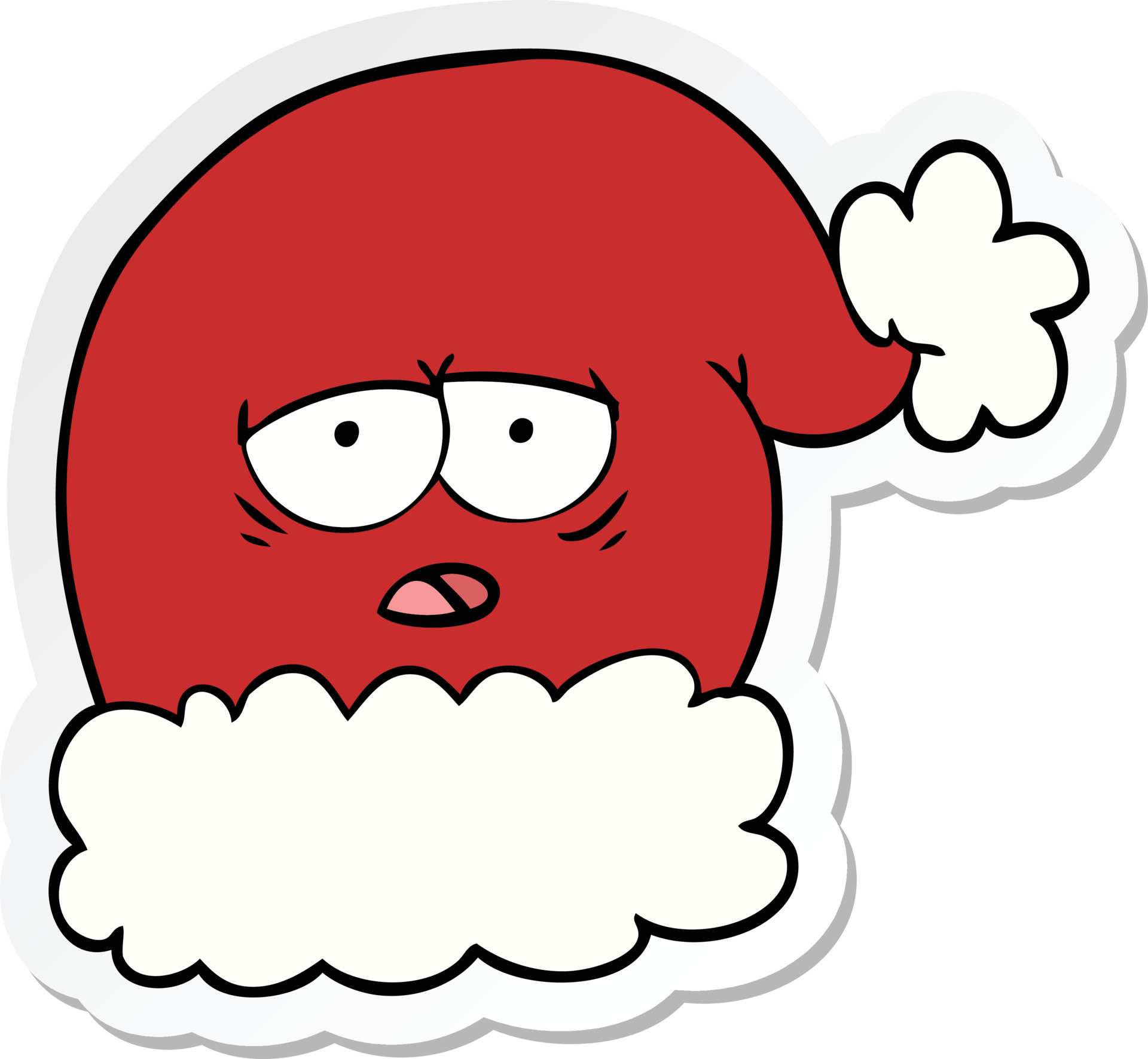sticker of a cartoon christmas santa hat with tired face 8778194 Vector Art at Vecteezy sticker of a cartoon christmas santa hat with tired face 8778194 Vector Art at Vecteezy