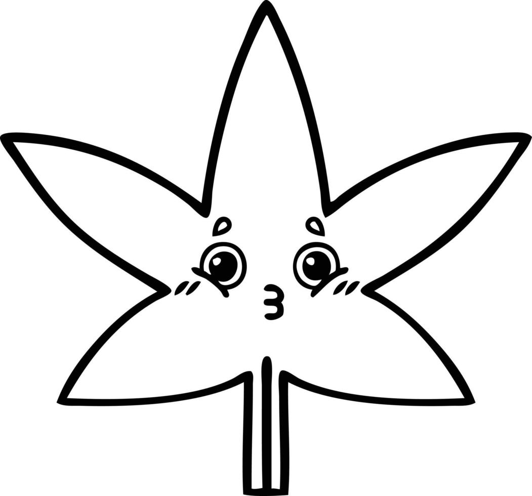 line drawing cartoon marijuana leaf vector