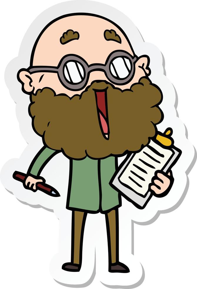 sticker of a cartoon joyful man with beard vector