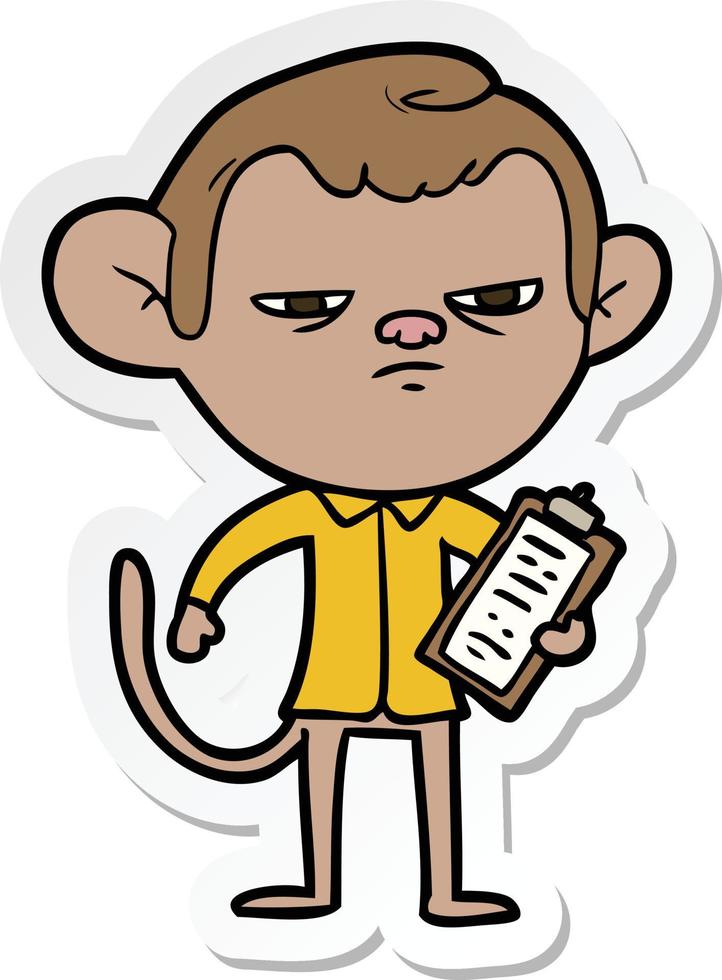sticker of a cartoon annoyed monkey boss vector