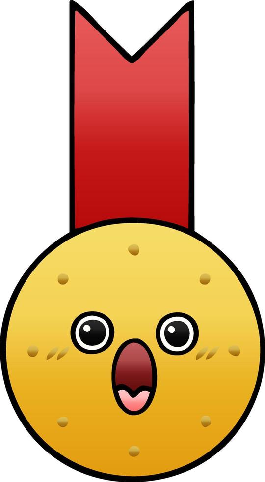 gradient shaded cartoon gold medal vector