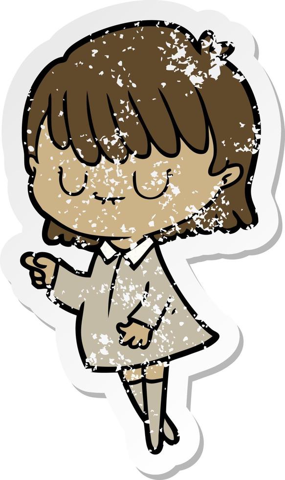 distressed sticker of a cartoon woman vector