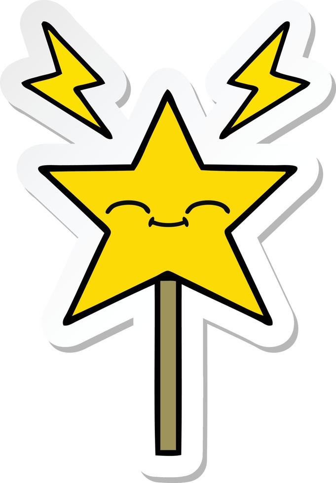 sticker of a cute cartoon magic wand vector
