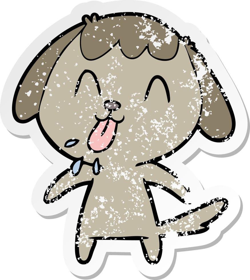 distressed sticker of a cute cartoon dog vector