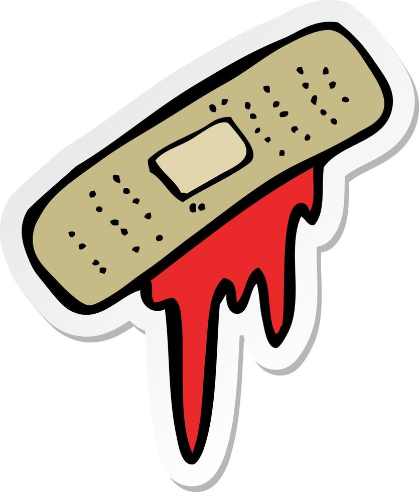 sticker of a cartoon bloody plaster vector