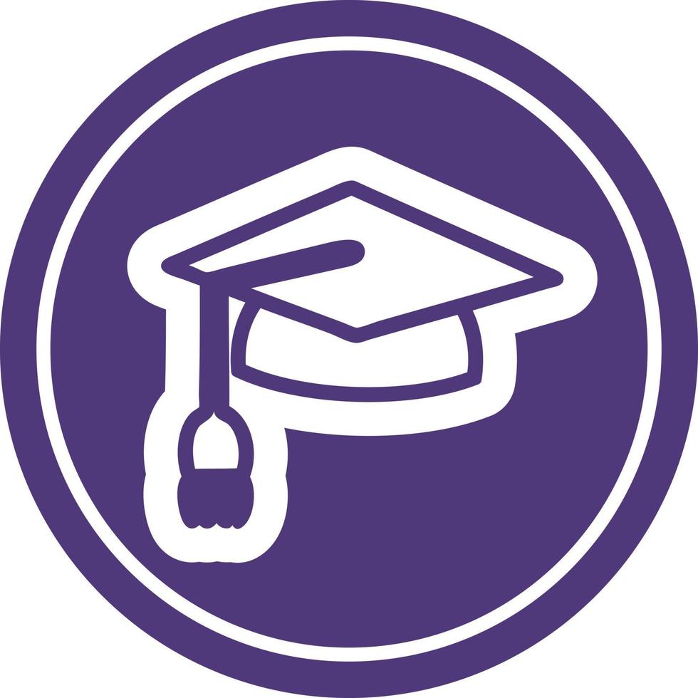 graduation cap circular icon vector