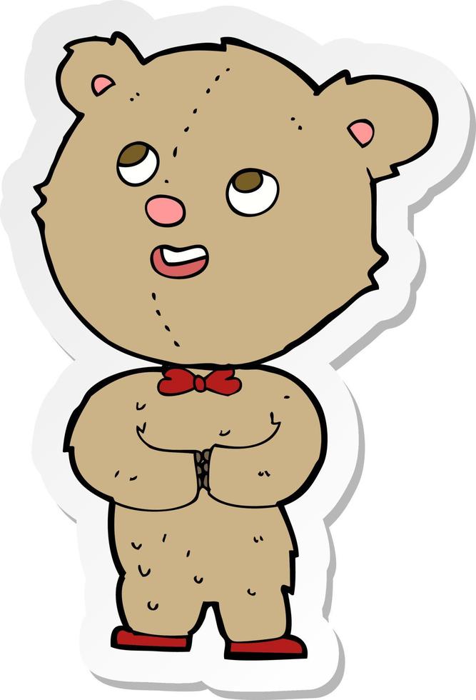 sticker of a cartoon cute teddy bear vector
