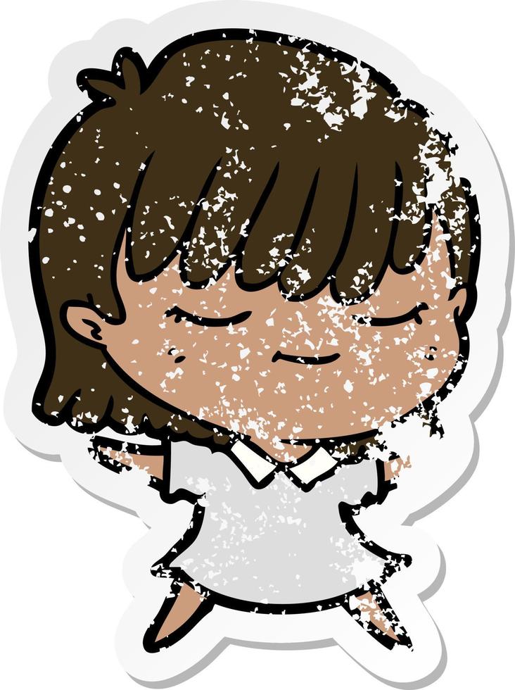 distressed sticker of a cartoon woman vector