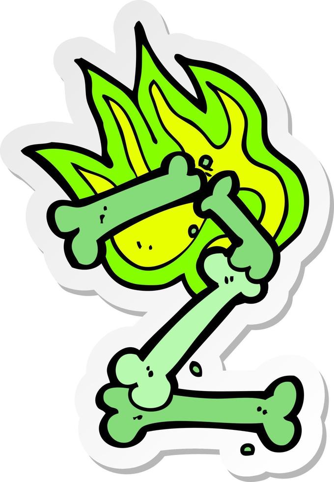 sticker of a cartoon halloween bone number vector