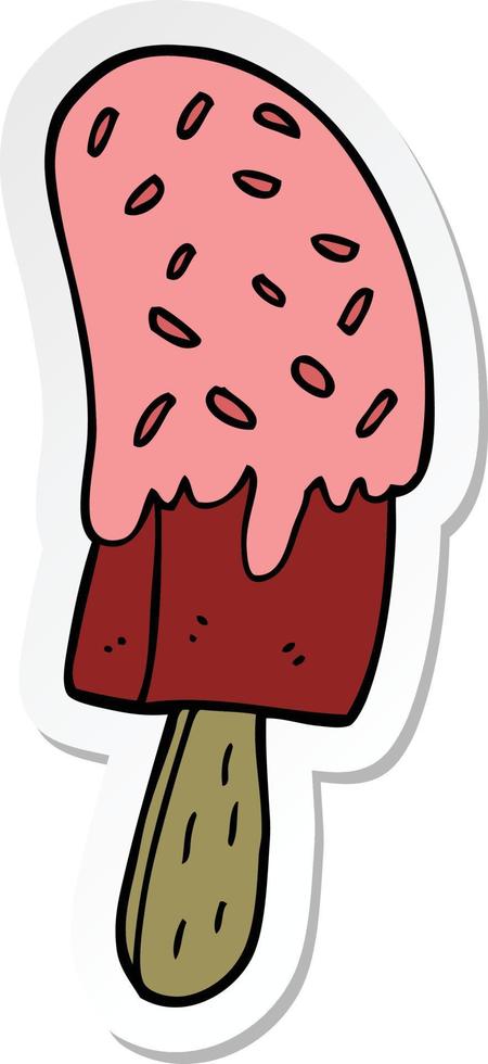 sticker of a cartoon ice cream lolly vector