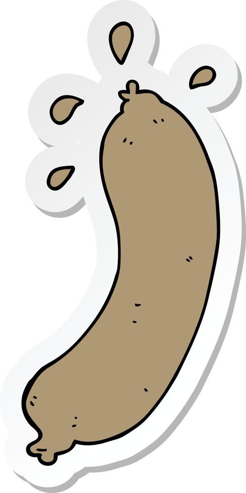 sticker of a cartoon sausage vector