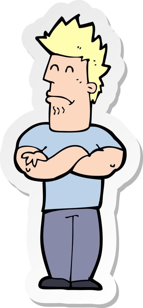 sticker of a cartoon sulking man vector