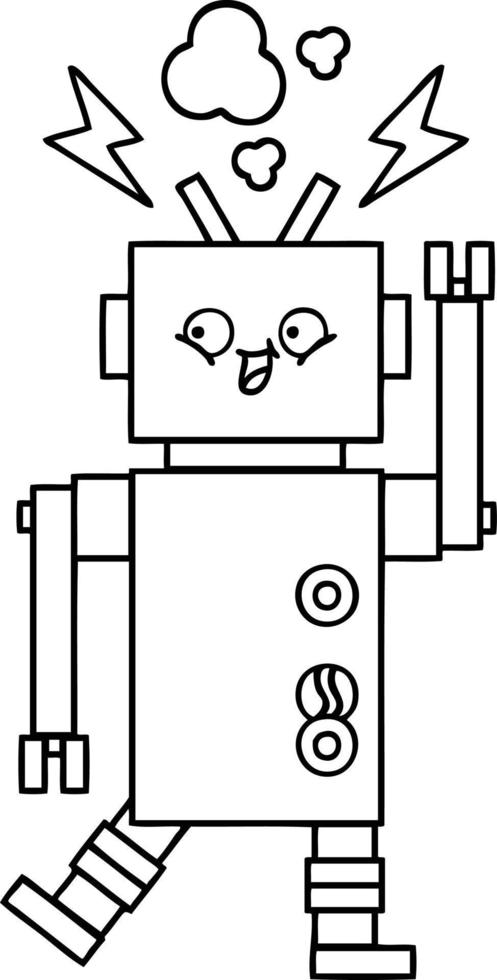 robot de dibujos animados de dibujo lineal vector