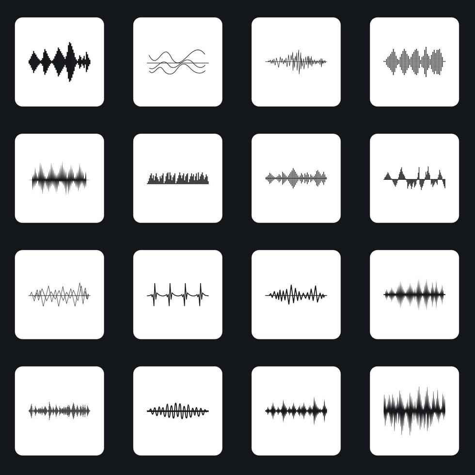 Sound wave icons set squares vector