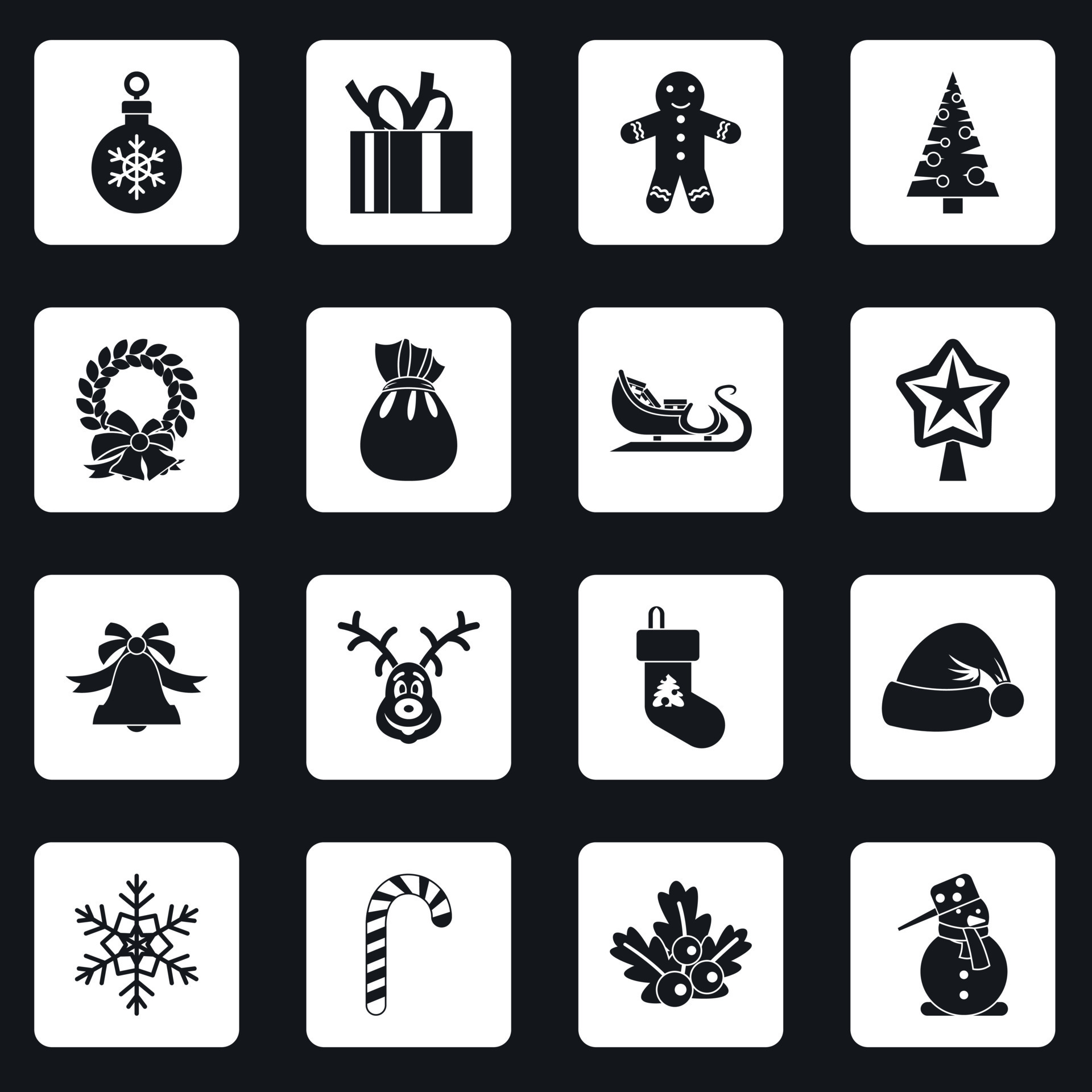 Christmas icons set squares vector 8778474 Vector Art at Vecteezy