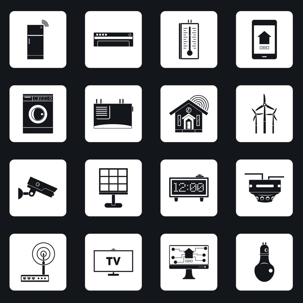 Smart home house icons set squares vector