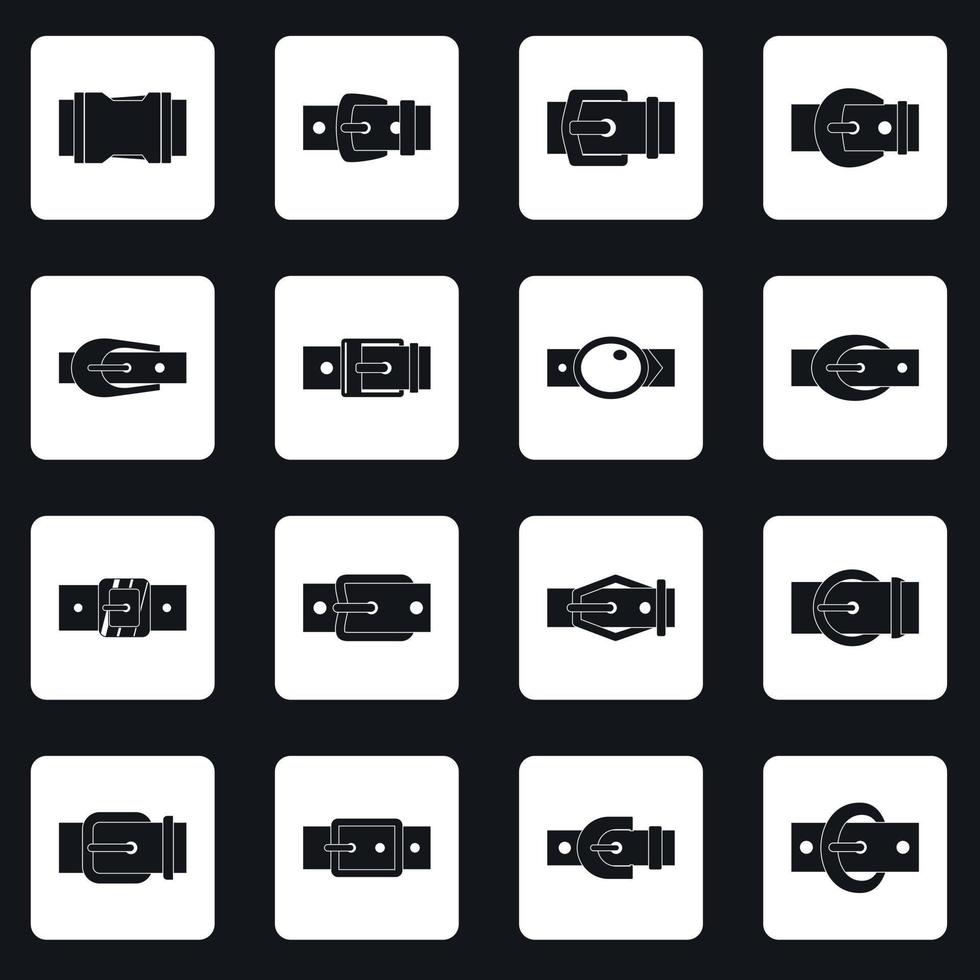 Belt buckles icons set squares vector 8778489 Vector Art at Vecteezy