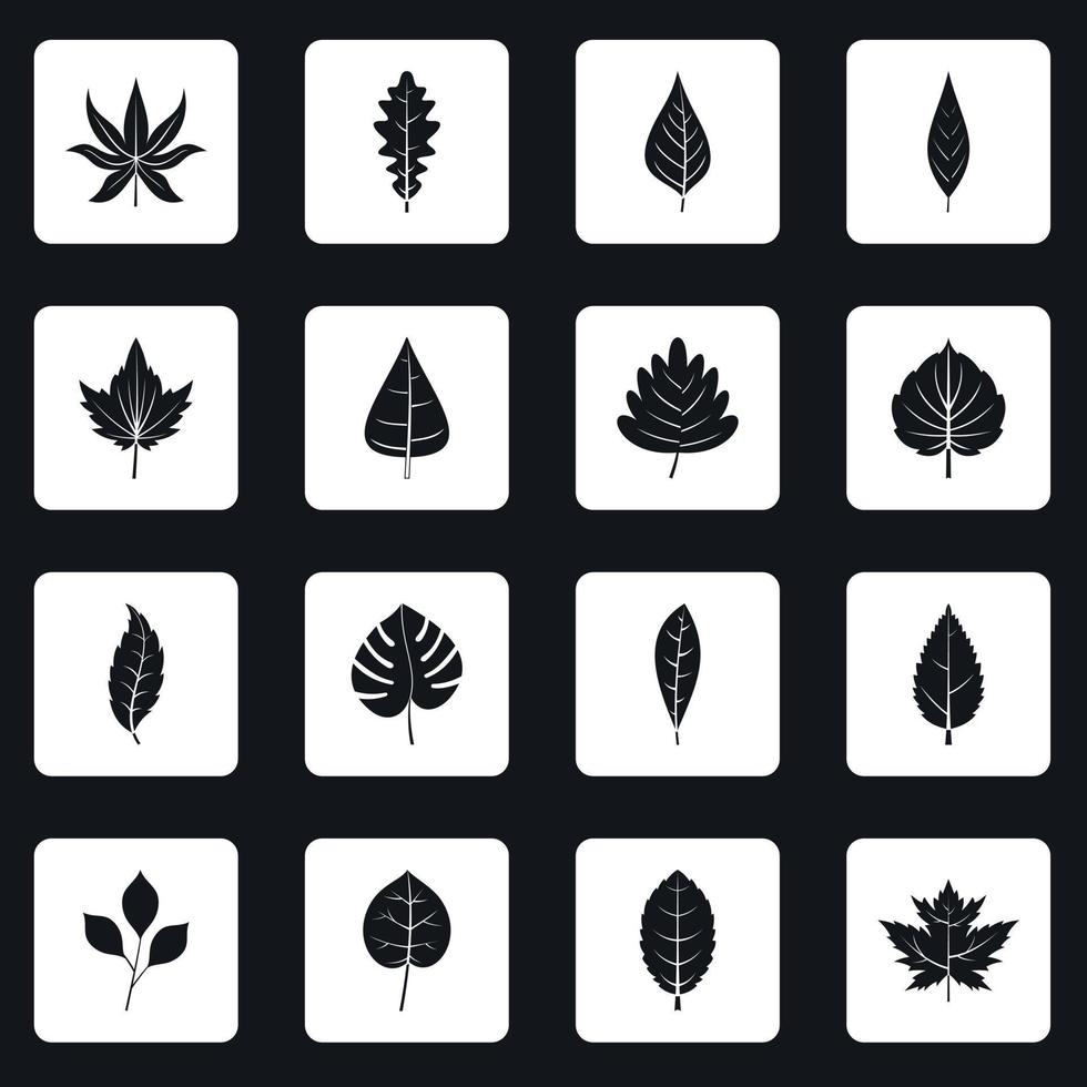 Plant leafs icons set squares vector