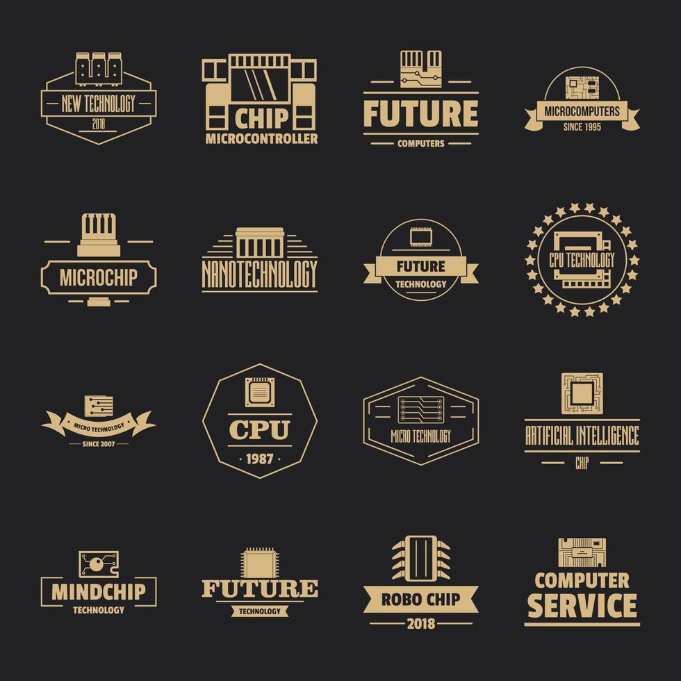 Future computer logo icons set, simple style 8778508 Vector Art at Vecteezy