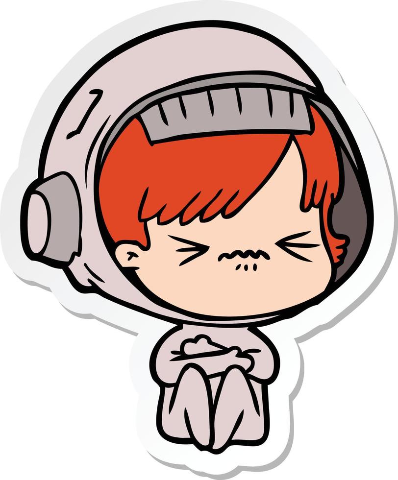 sticker of a angry cartoon space girl vector