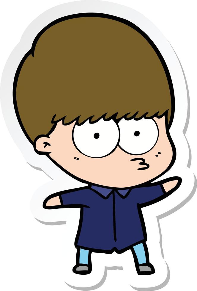 sticker of a curious cartoon boy vector