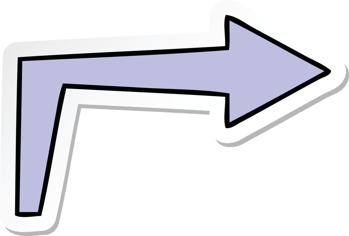 sticker of a quirky hand drawn cartoon arrow vector