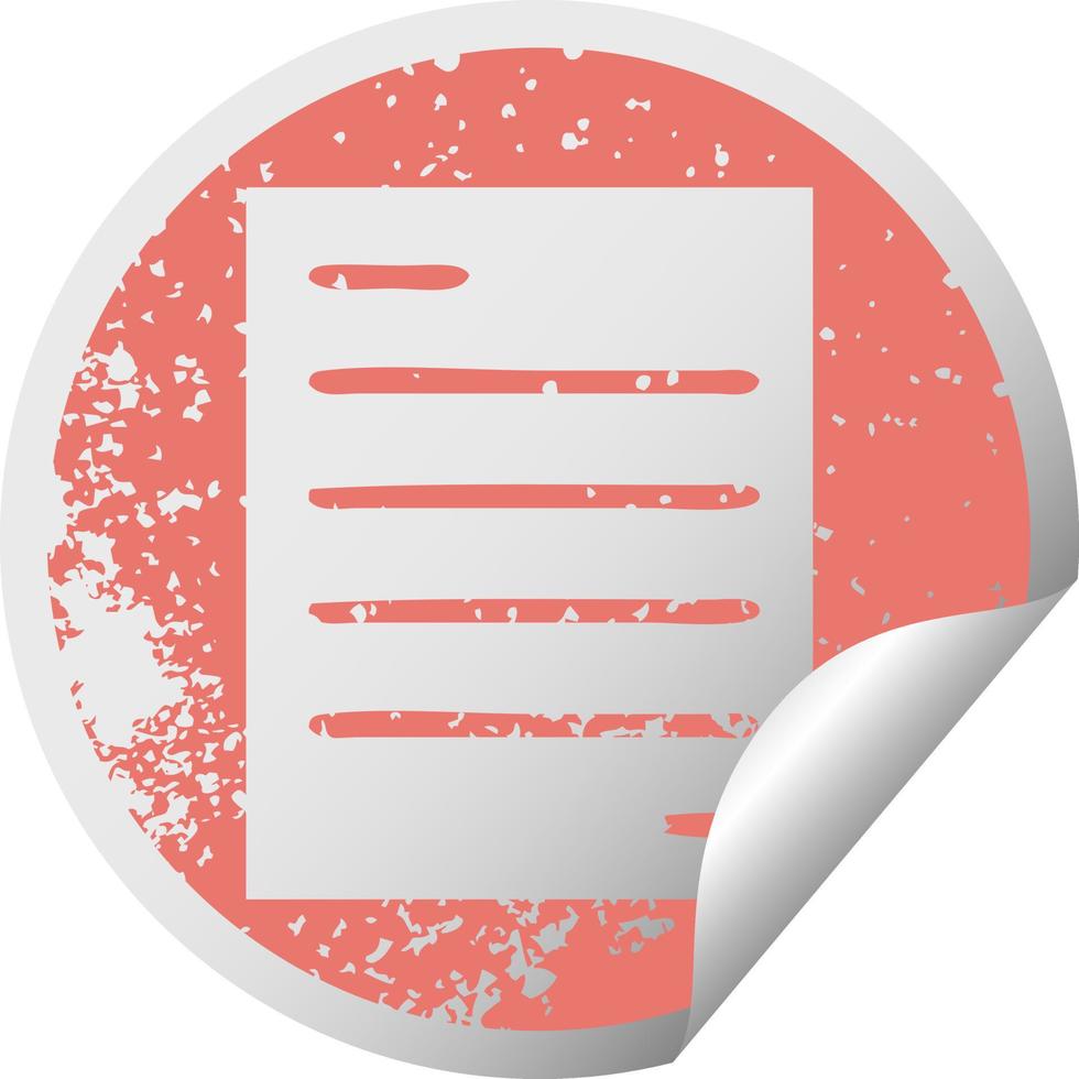 distressed circular peeling sticker symbol sheet of paper vector