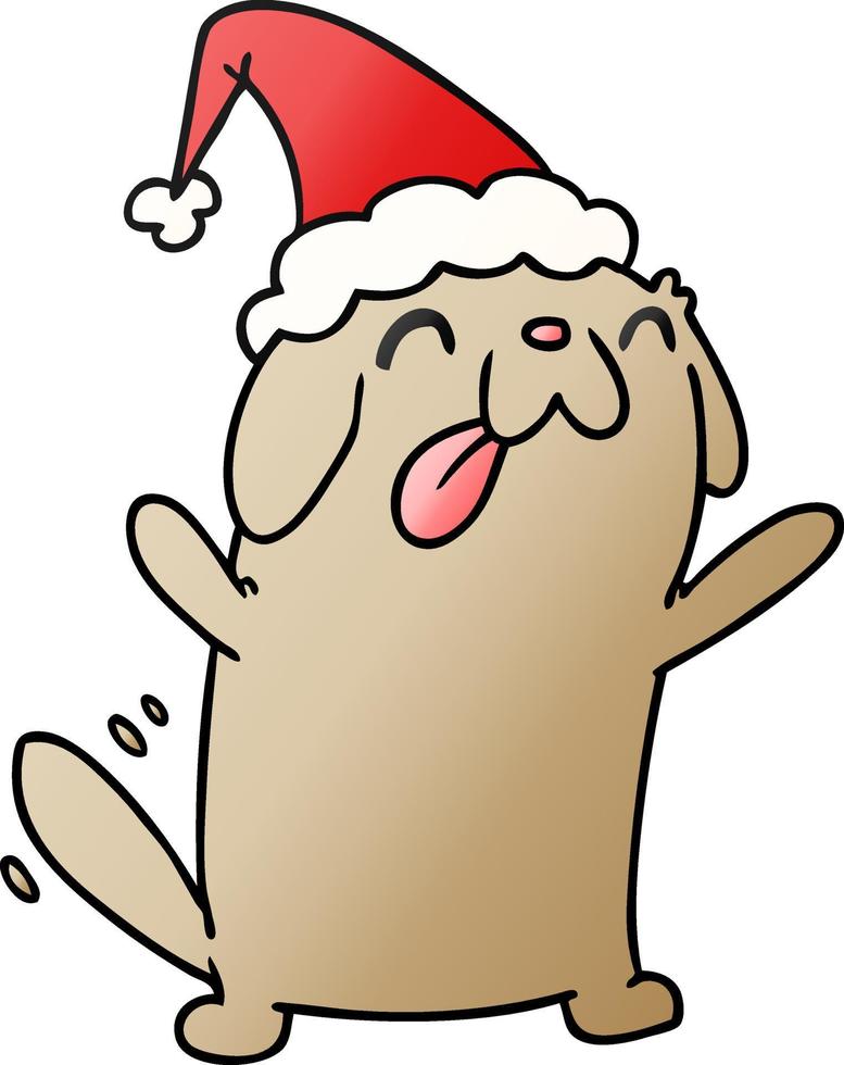 dibujos animados de gradiente de navidad de perro kawaii vector