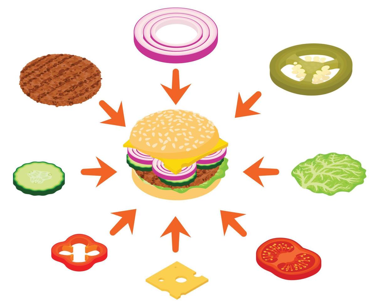 Burger concept banner, cartoon style vector