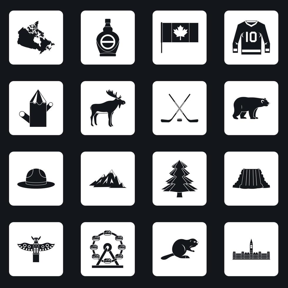 Canada travel icons set squares vector