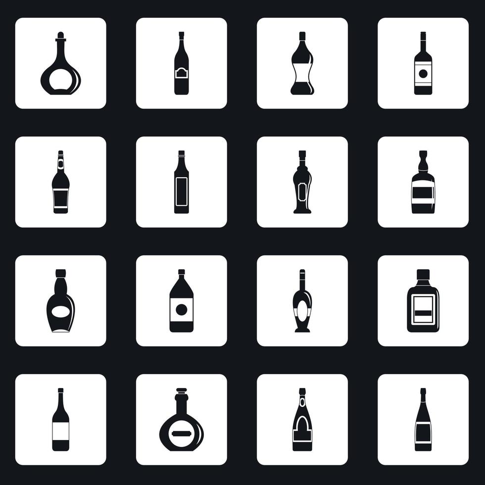 Bottle forms icons set squares vector